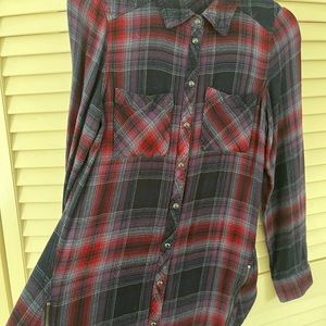 Flannel blue and purple plaid shirt.  size S